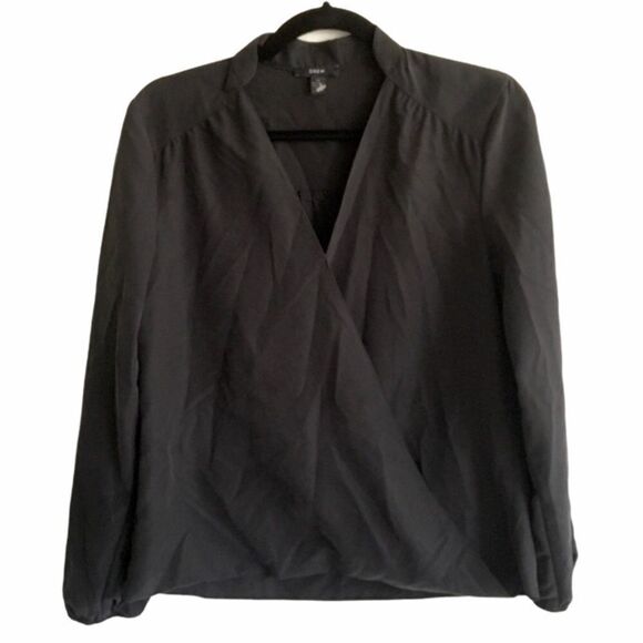 ANTHROPOLOGIE Drew Faux-Wrap Blouse Black S - Picture 1 of 7
